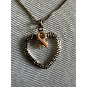 vintage sterling silver 925 heart pendant necklace 18” B9